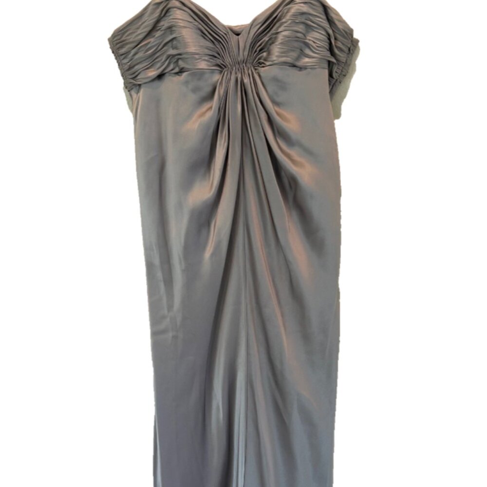 Laundry Black Label 100% Silk Strapless Evening Gown SZ12 Silver Wedding Events - Picture 9 of 15